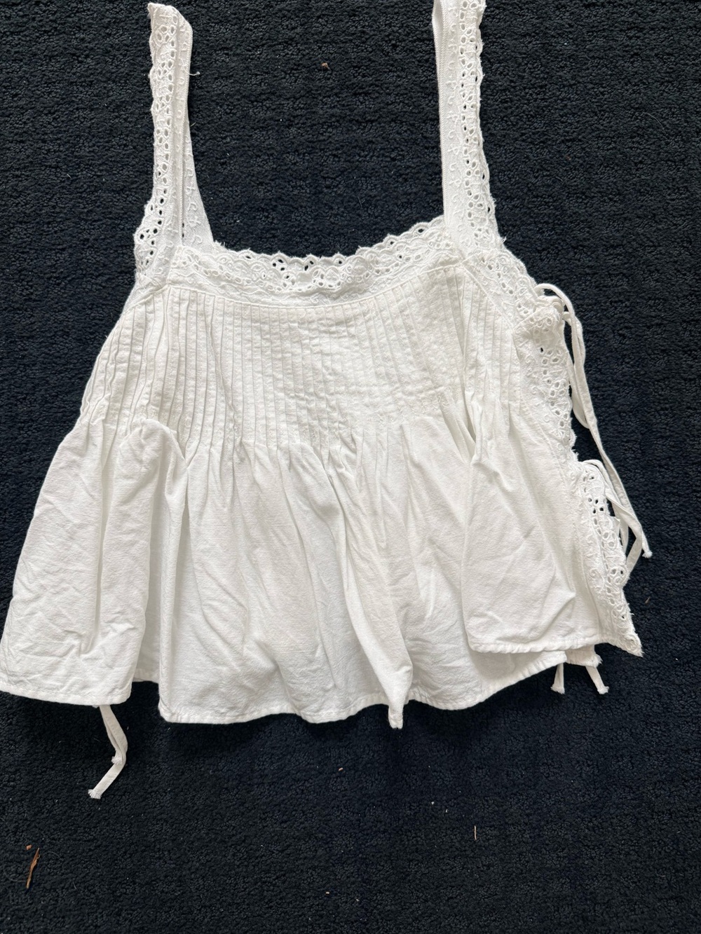Zara White Lace-Trim Cotton Tank Top - Ladies Casual XS